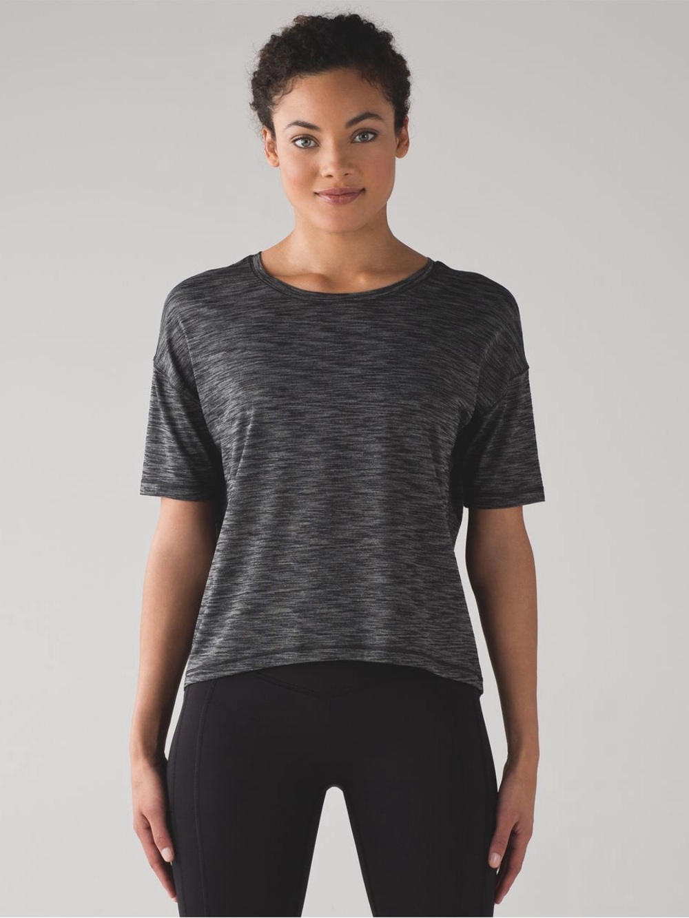 Lululemon Athletica Heathered Black Grey Run It Out Tee size Large